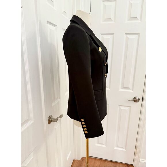 Kristina Mak Womens Black Gold Button Double Breasted Military Style Blazer XS - Picture 2 of 5